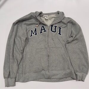 Maui Hawaii Y2K Heather Gray Heavyweight Cotton Zip Up Hoodie Men’s Small